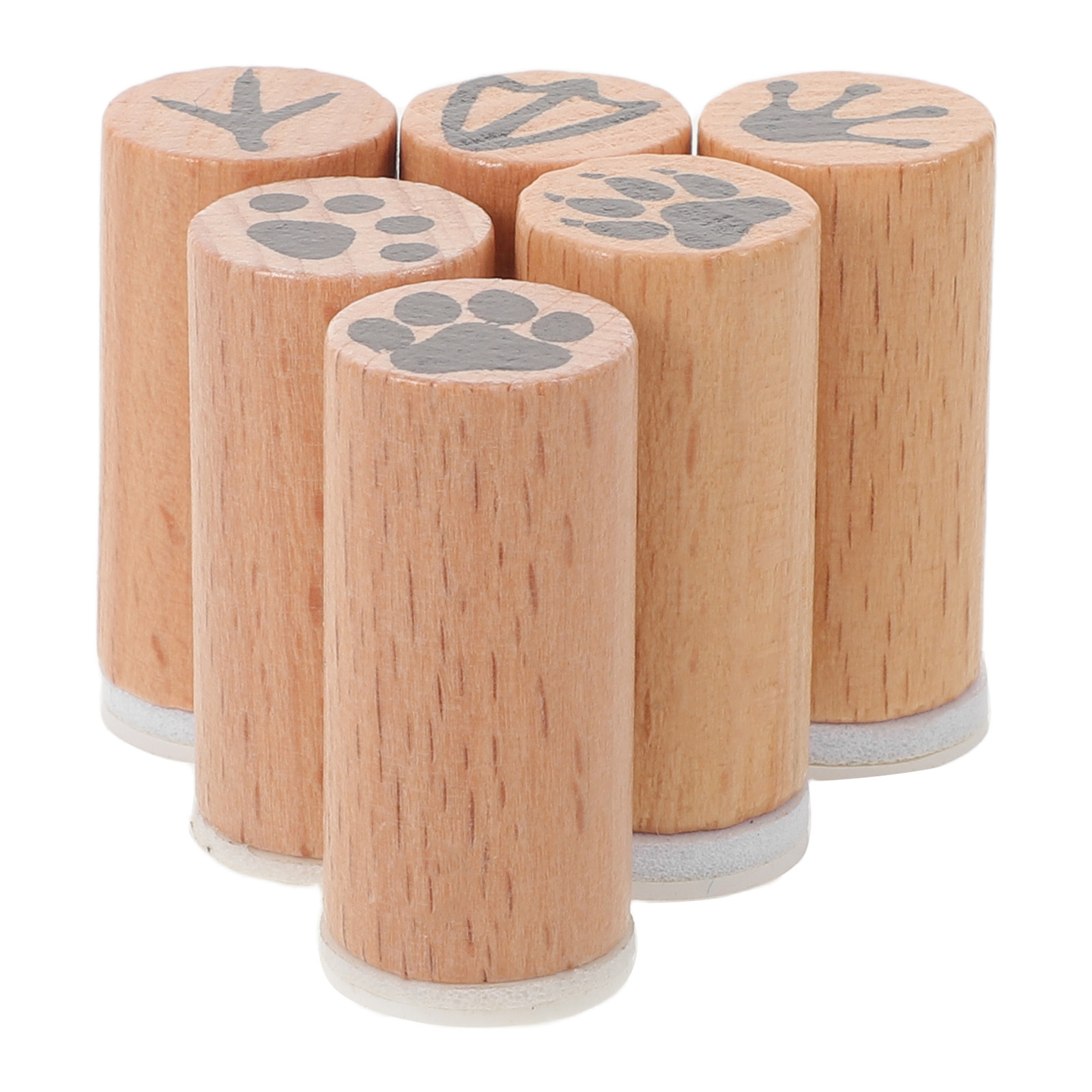 Art Craft Journal - 6Pcs Wooden Animal Footprint Rubber Stamps