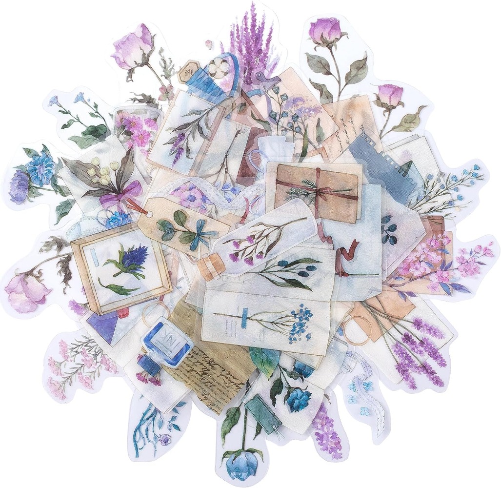 Art Craft Journal - 80PCS Lavender Scrapbook Stickers Vintage Romantic