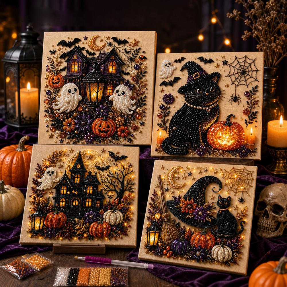 Art Craft Website - Halloween Ghost & Pumpkin 3D Pearl