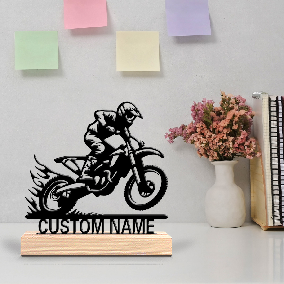 Art Craft Home - 1pc Simple Motorcyclist Custom Name Tin