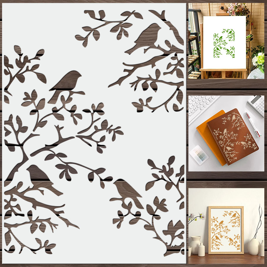 1pcs DIY Bird Branch Stencil f - đánh giá và giá Art Craft Journal