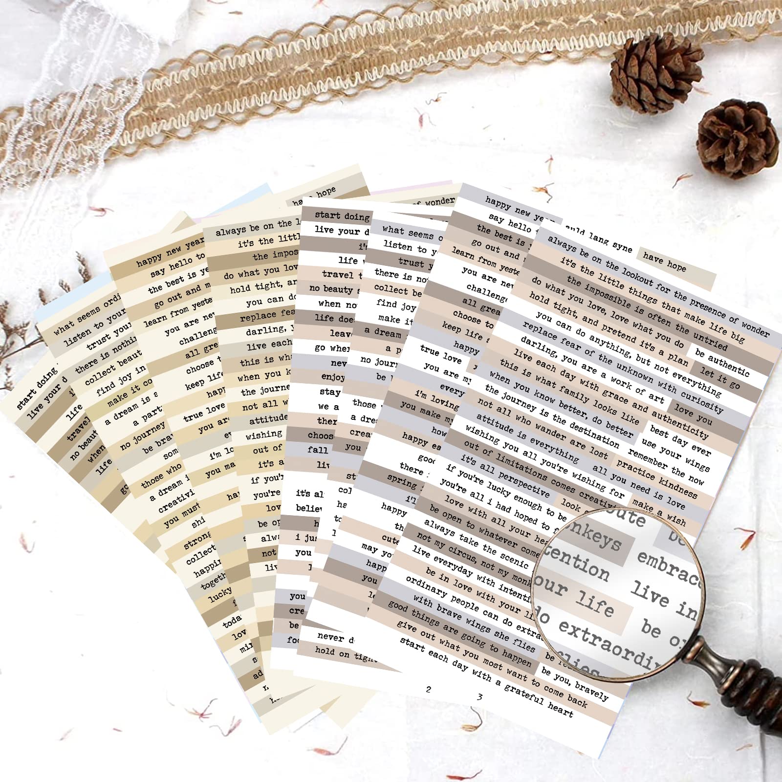 8pcs Brown Notes Quote Sticker - đánh giá và giá Art Craft Journal