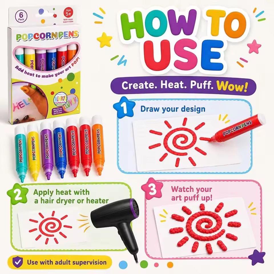 Puffy Popcorn Pen Set, Smooth  - đánh giá và giá Art Craft Journal