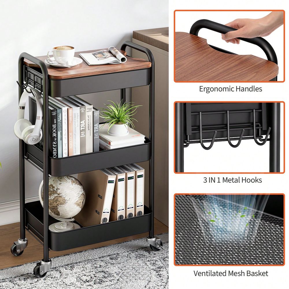 3Tier Rolling Cart, Metal Util - đánh giá và giá Art Craft Organizer