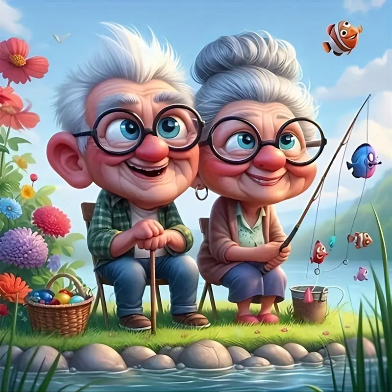 Grandparents Fishing Diamond P - đánh giá và giá Art Craft Website