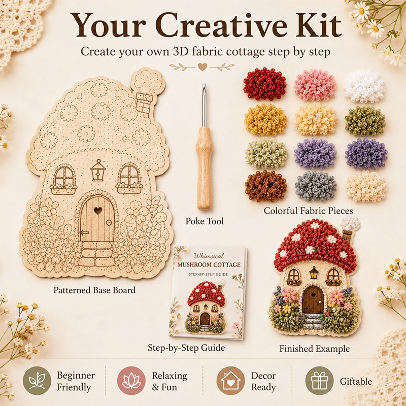 3D Mushroom House Poke Art DIY - đánh giá và giá Art Craft Home