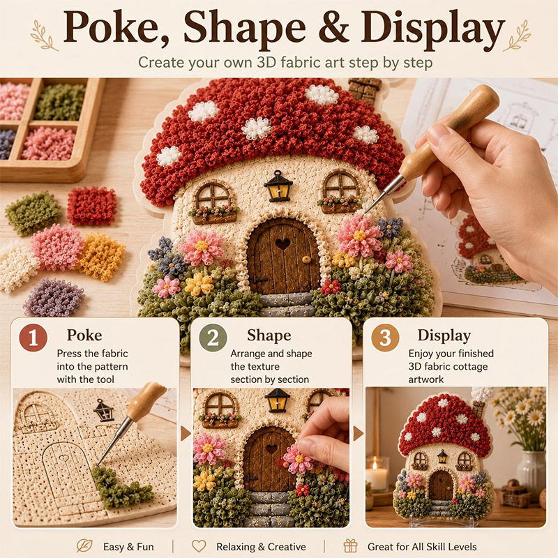 3D Mushroom House Poke Art DIY - đánh giá và giá Art Craft Home