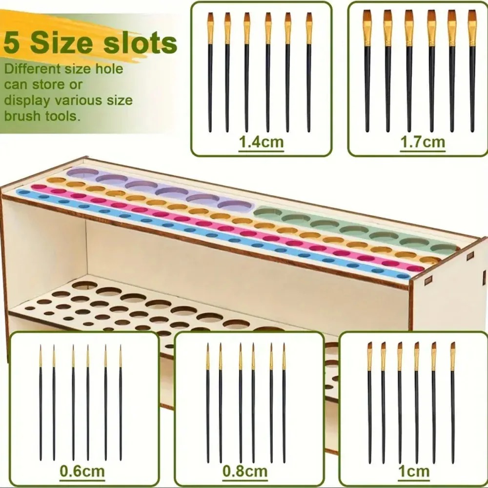 67-Slot Wooden Brush Holder Pr - đánh giá và giá Art Craft Organizer
